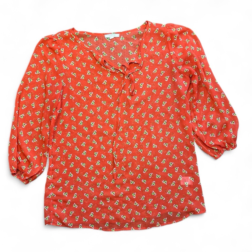 Pleione Fly Puff Sleeve Blouse with Tie Front